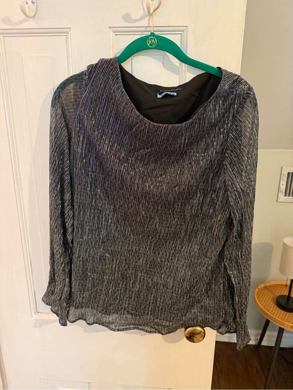 Banana Republic Metallic-Effect Black Crewneck Sweater